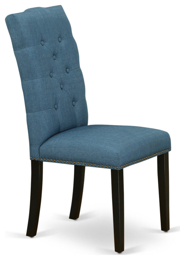 Elsa Parson Chair With Black Leg And Blue Color Fabric Color Set of 2
