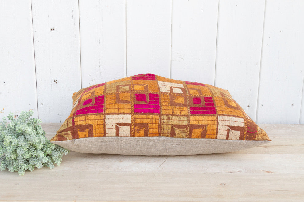 Palash Silk Phulkari Pillow