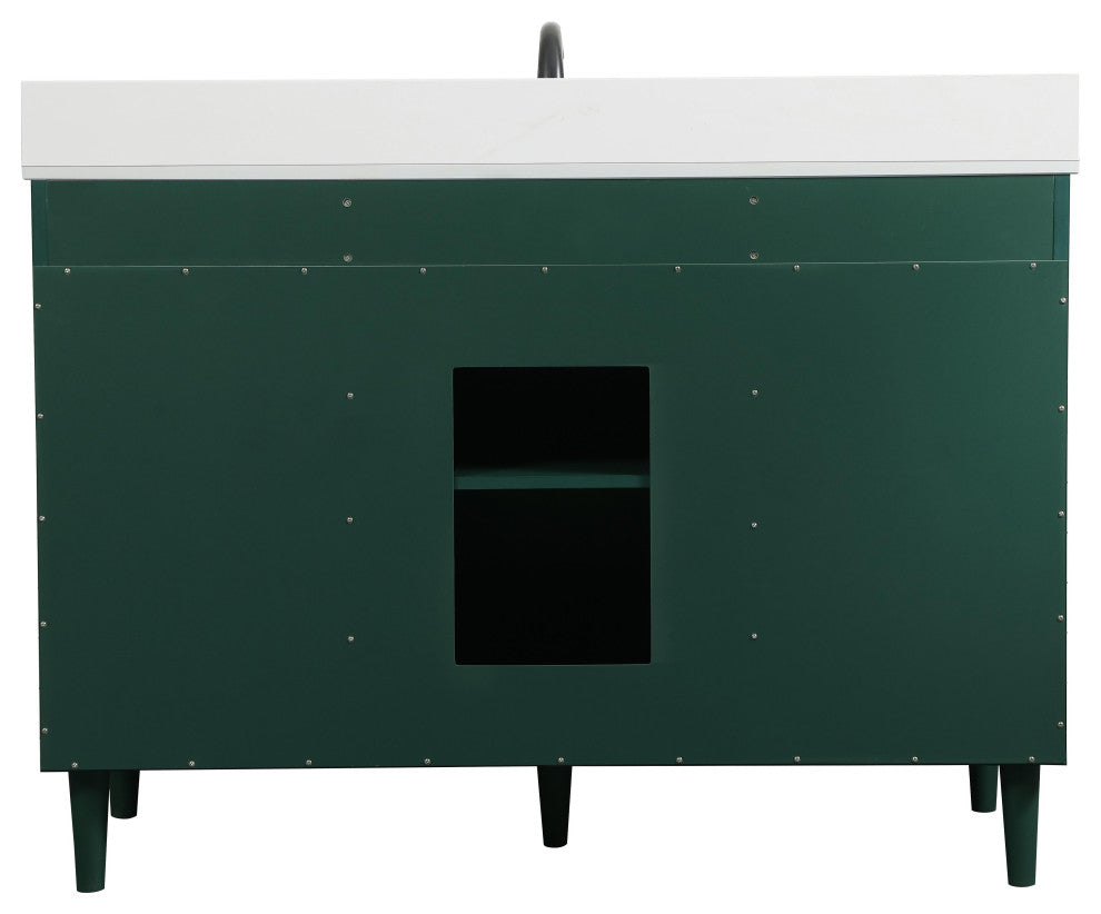 Home Living Modern Natural Oak-Light Bathroom Vanity, Green, 48"