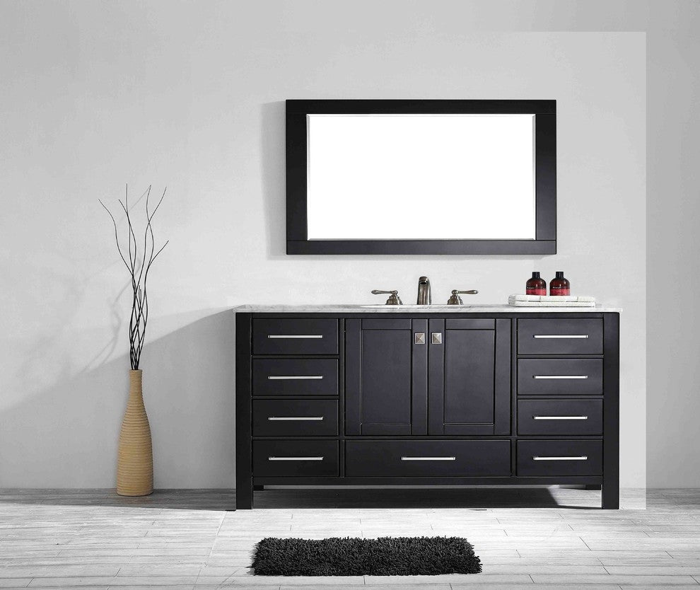 Eviva Aberdeen 60 Transitional Espresso Single Bathroom Vanity Carrera Top