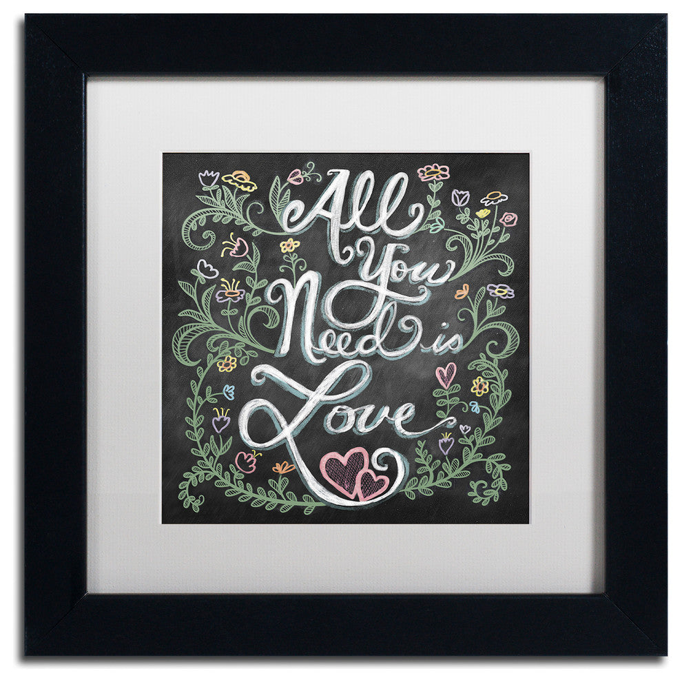 Elizabeth Caldwell 'All You Need is Love' Art, Black Frame, White Mat, 11x11