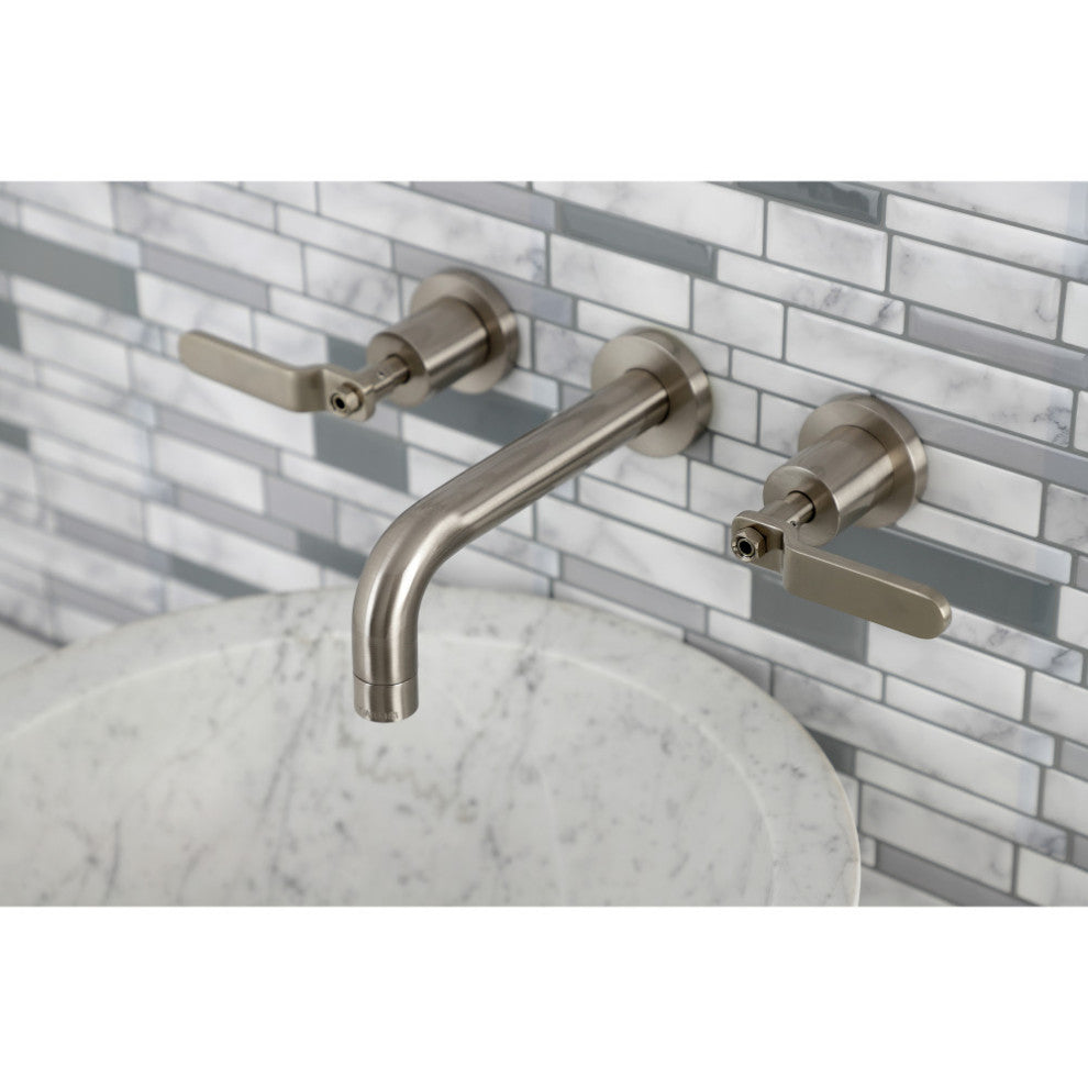 Kingston Brass KS8128KL Two-Handle Wall Mount Bathroom Faucet, Brushed Nickel
