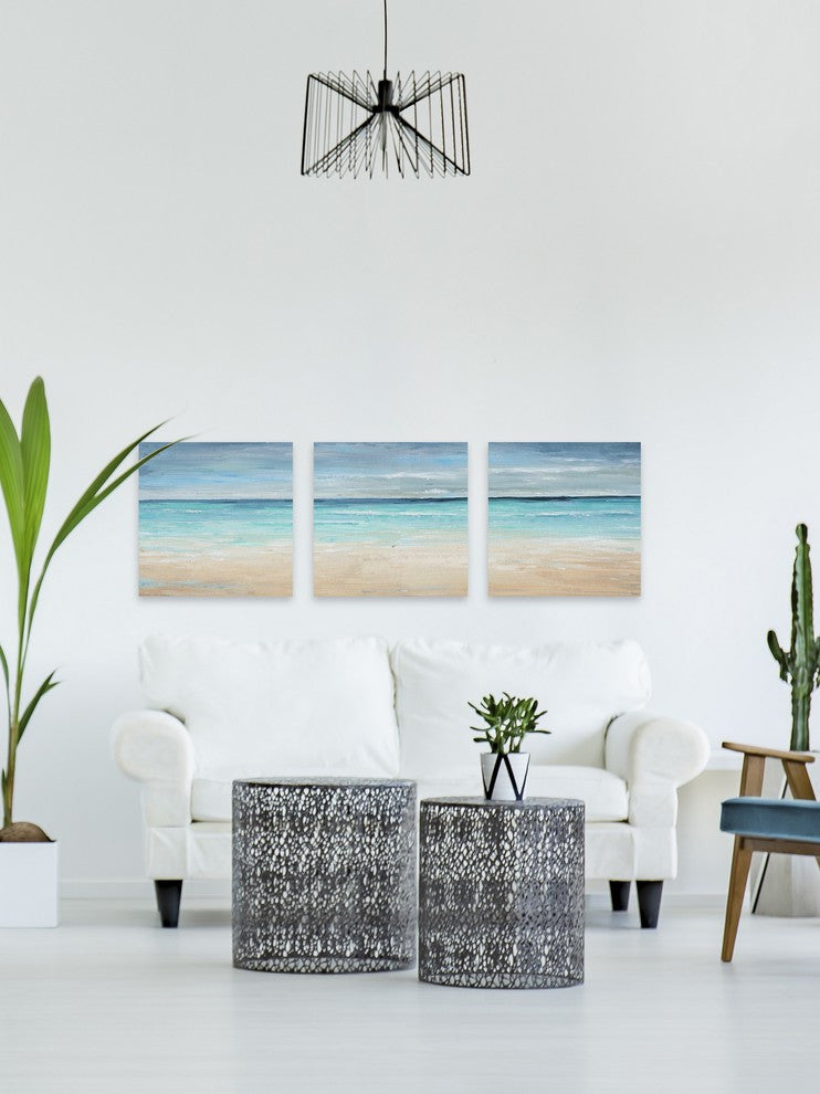 Vast Blue Sea Triptych, 54"x18"