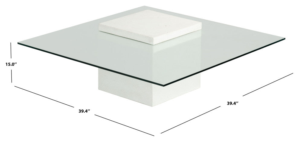 Safavieh Couture Sophibeth Concrete Coffee Table, Ivory/Clear