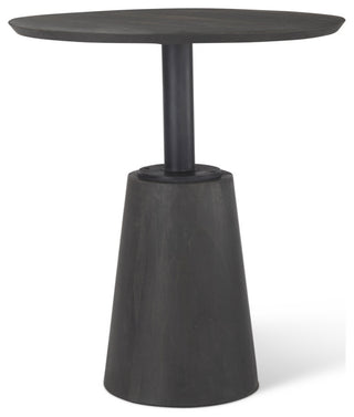 32" Round Black-Brown Wood Accent Pedestal Bistro Table