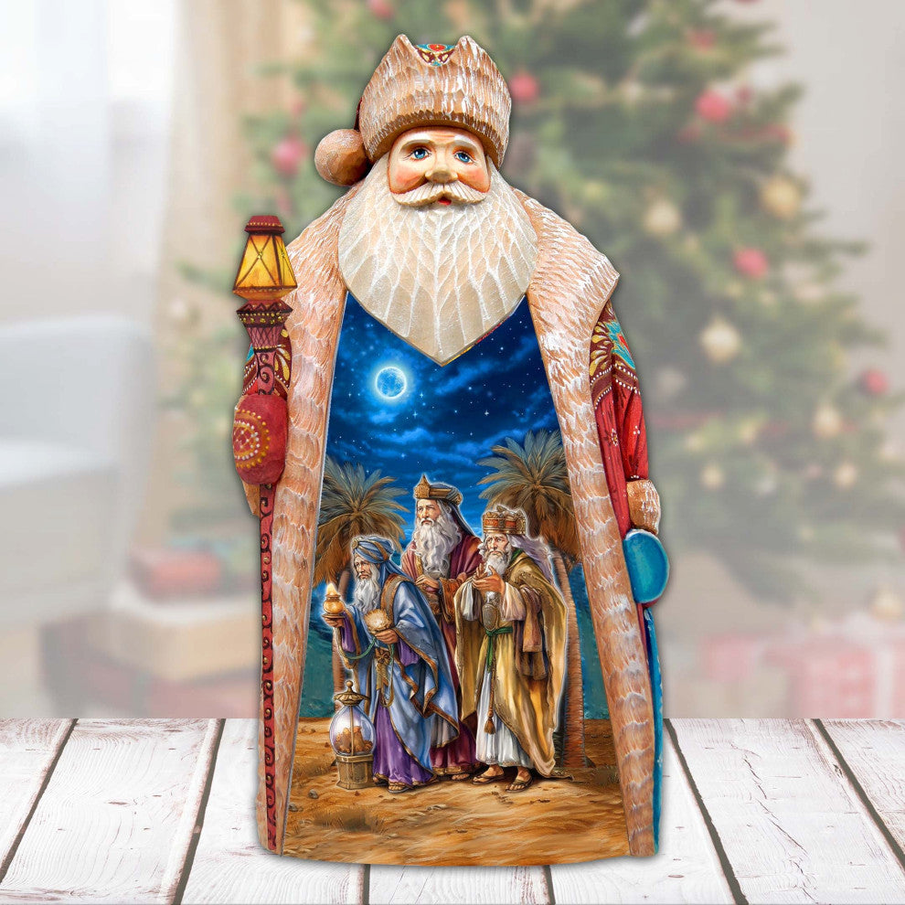 Three Kings Journey Santa Hand-Painted Wood Carved Masterpiece by G. DeBrekht