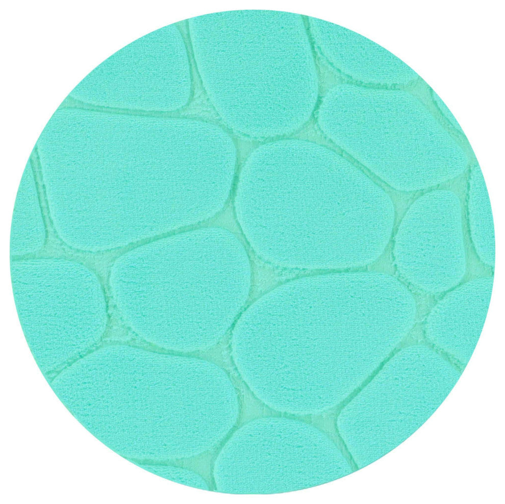 Bath Rug Memory Foam Mat 3D Pebble, Aqua Blue, Contour Rug 20"x20"