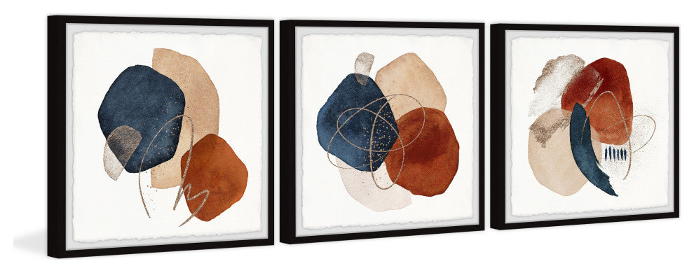 Sapphires and Rubies Triptych, 3-Piece Set, 18x18 Panels
