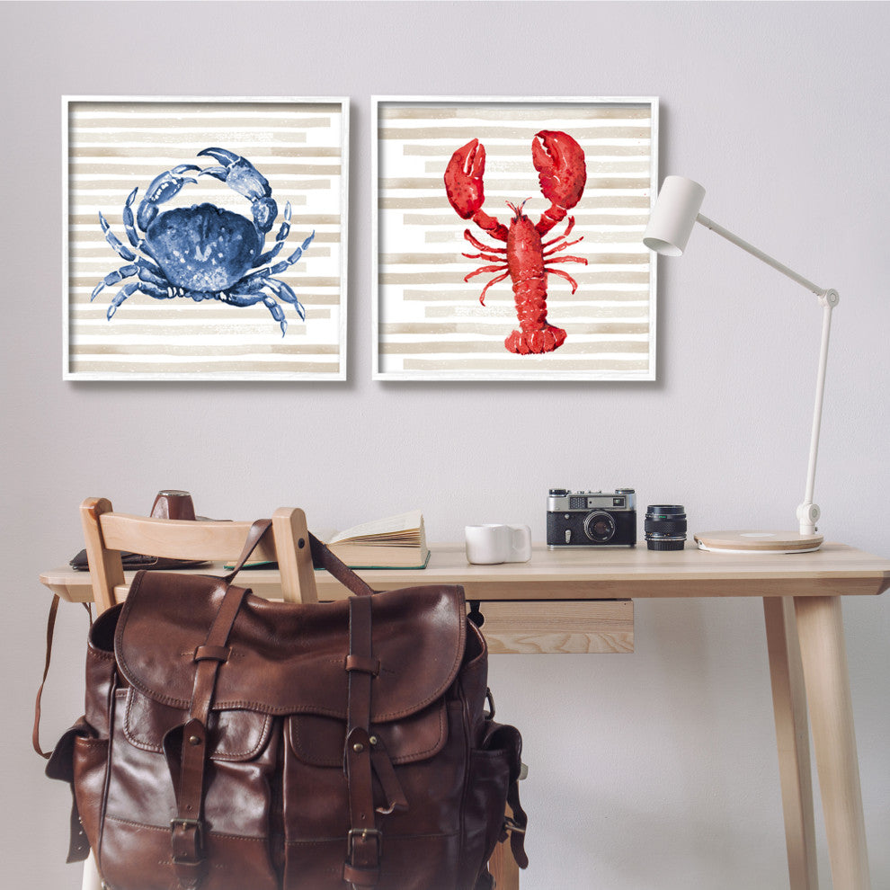Nautical Blue Crab and Red Lobster,24 x 24