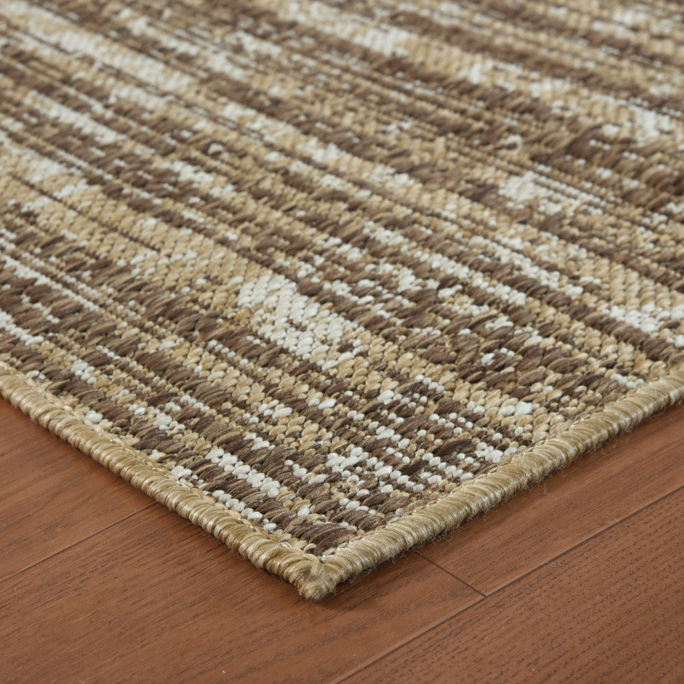 Maryland Cecil Indoor/Outdoor Runner, Brown, 2'4" x 8', Striped