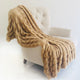 Plutus Beige Tissavel Mink Faux Fur Handmade Luxury Throw