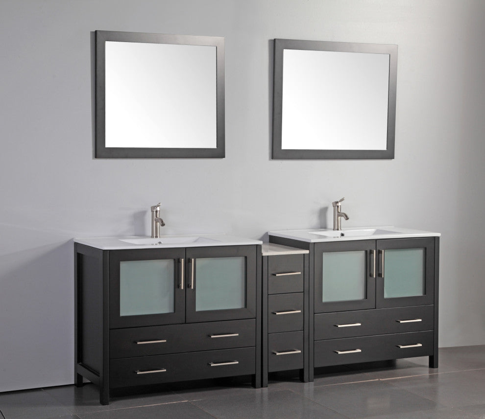Vanity Art Vanity Set With Ceramic Top, 84", Espresso