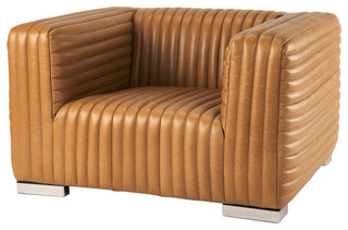 Ricciardo Cognac Leather Upholstered Arm Chair