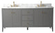 Vanity Art Freestanding Vanity, Cashmere Gray, 72", Double Sink, Golden Brushed