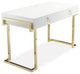 Florentine Desk with Gold Base, White Lacquer Top