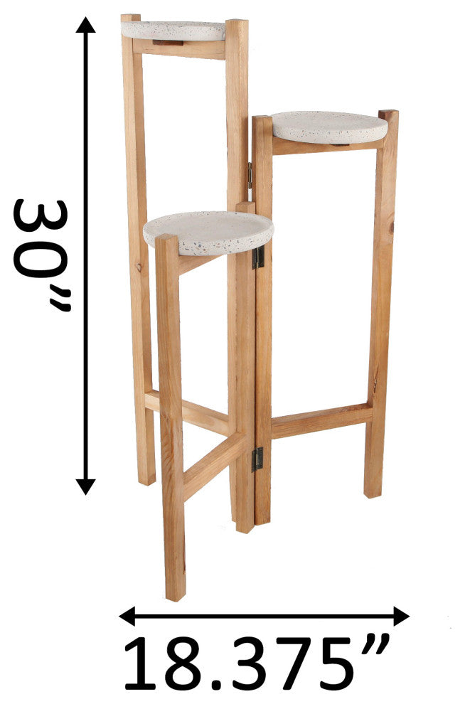 30"  Terrazzo Wood 3-Tired Planter Stand