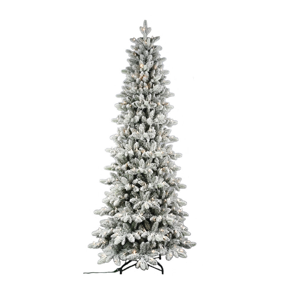 7.5' Prelit Flocked Tree, PE and PVC