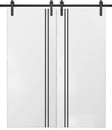 Sturdy Double Barn Door 56 x 96 with | Planum 0016 White Silk with  | 13FT