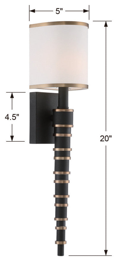 Sloane 1 Light Vibrant Gold + Black Forged Wall Sconce
