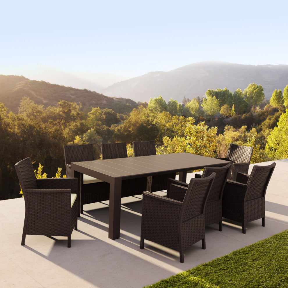 Compamia California Extendable 9-Piece Dining Set, Brown