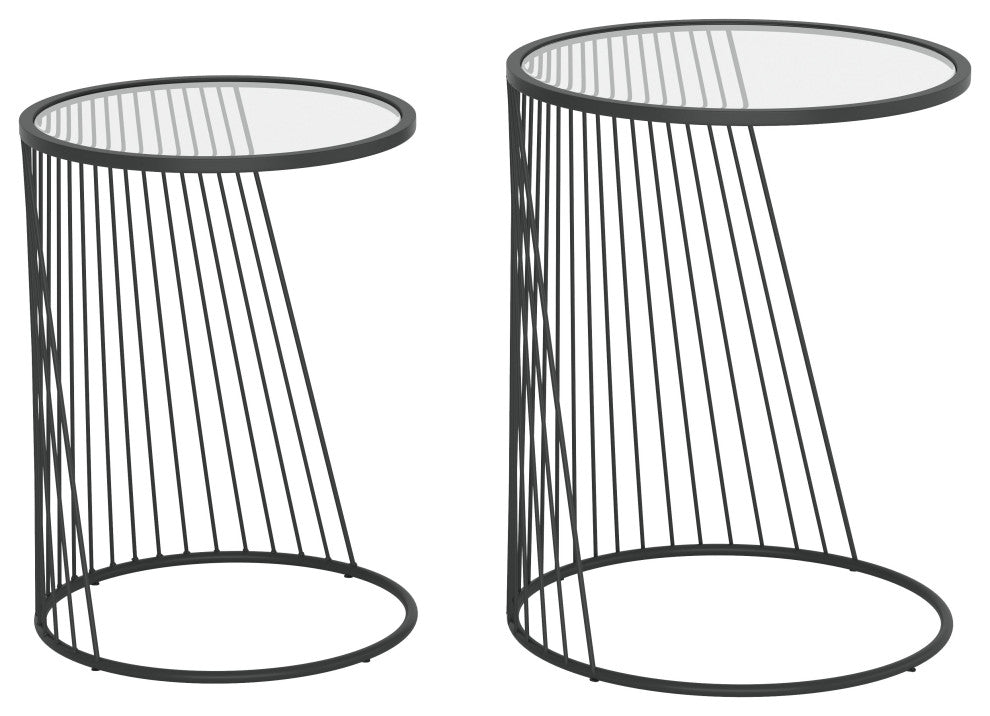 Shine Nesting Tables Set Clear & Black