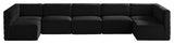 Quincy Velvet Upholstered 7-Piece U-Shaped Modular Sectional, Black