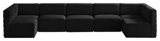 Quincy Velvet Upholstered 7-Piece U-Shaped Modular Sectional, Black