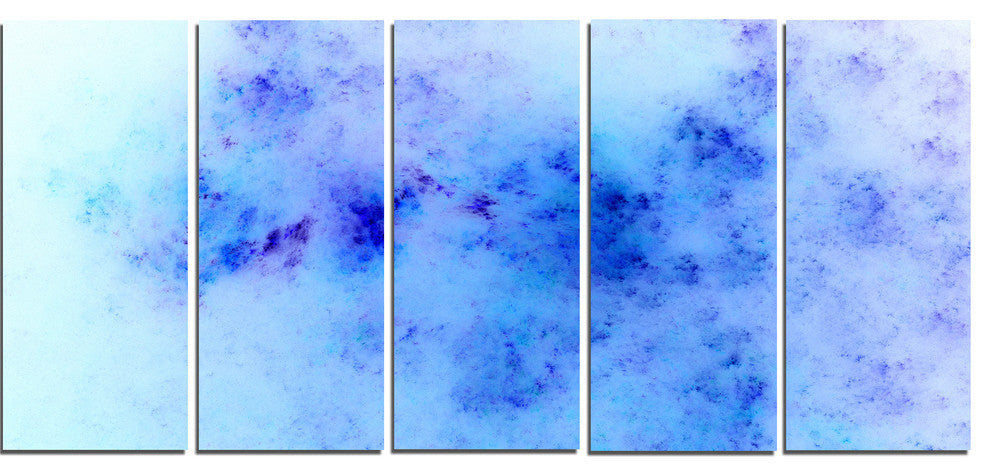 Light Blue Starry Fractal Sky, Abstract Canvas Art Print, 60"x28", 5 Panels