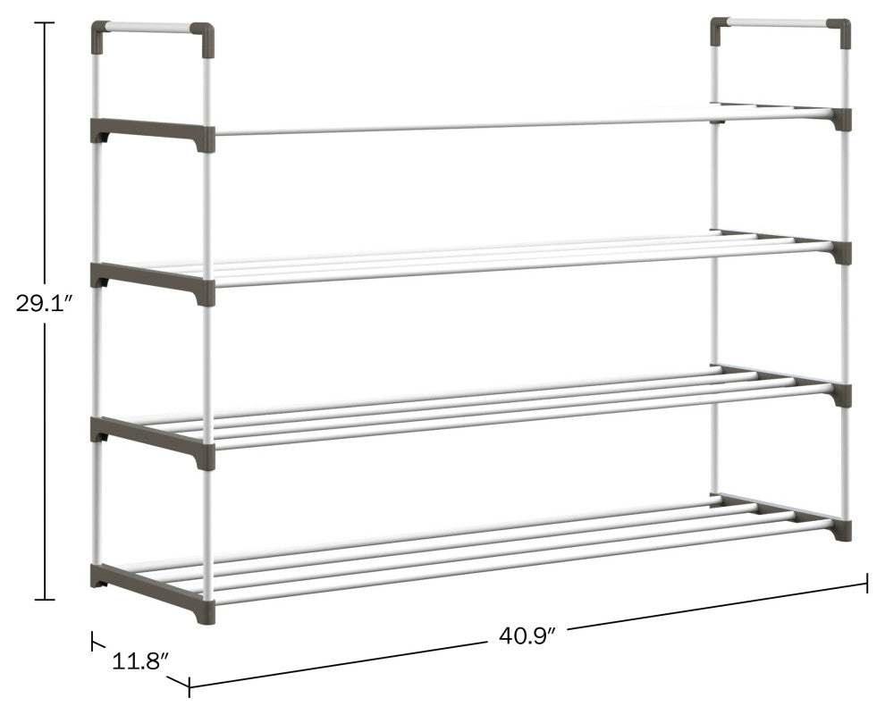 Shoe Rack 4-Tier Shoe Organizer for Closet, Bathroom, Entryway Holds 20 Pairs, White