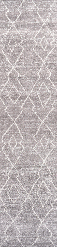 Alia Moroccan Beni Souk Area Rug, Gray/Cream, 2'x8'
