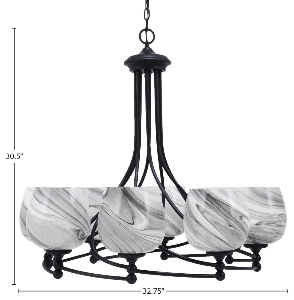 Capri 8-Light Chandelier, Matte Black/Onyx Swirl