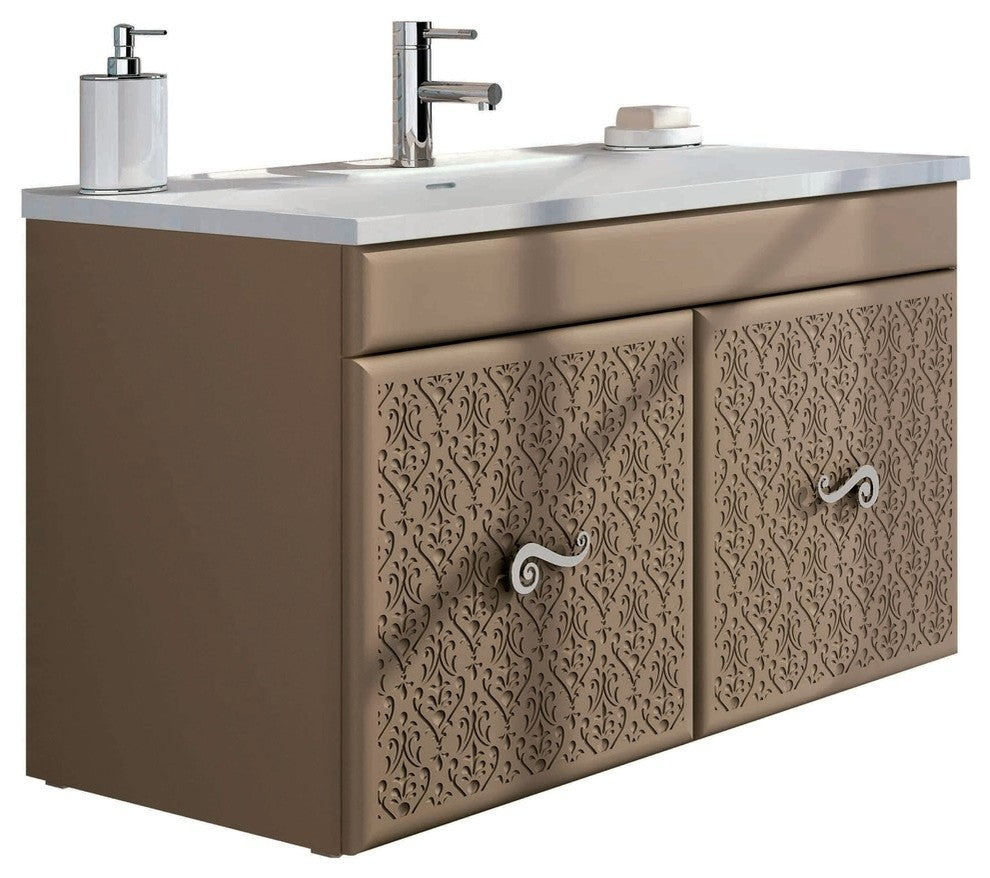 Eviva Venice 32" Brown Modern Luxury Bathroom Vanity Acrylic Integrated Sink