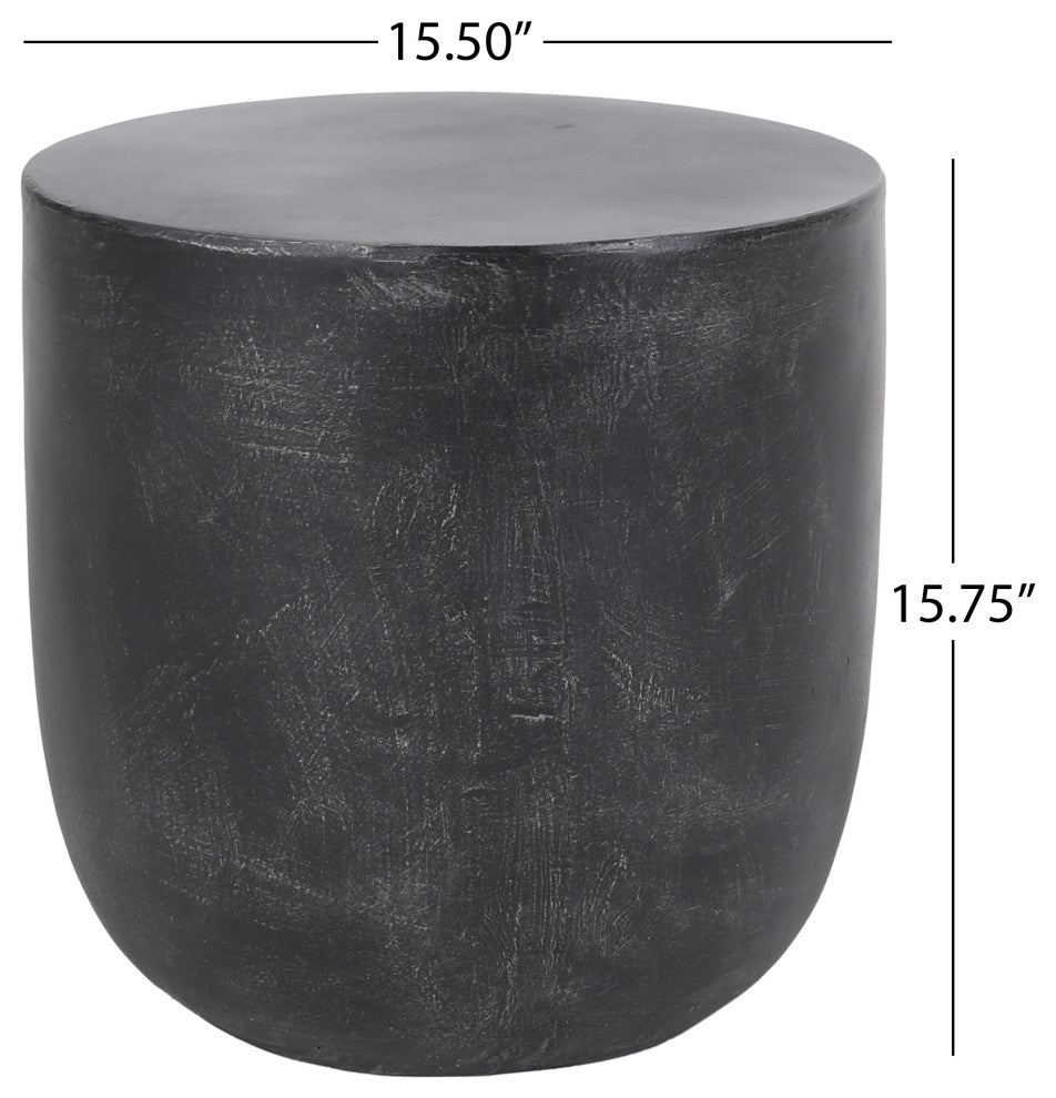 Akin Outdoor Lightweight Concrete Side Table, Matte Black