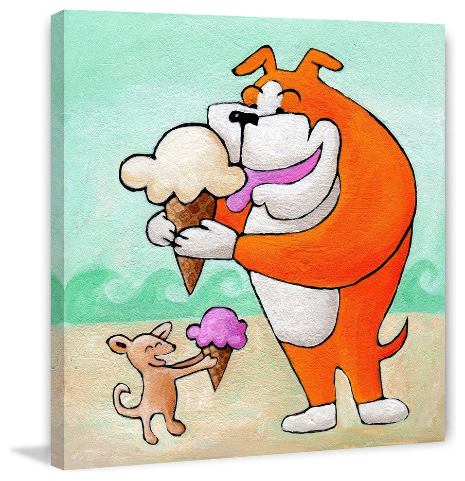 Marmont Hill, "Give a Dog a Cone" by Janet Nelson Print on Wrapped Canvas, 40x40