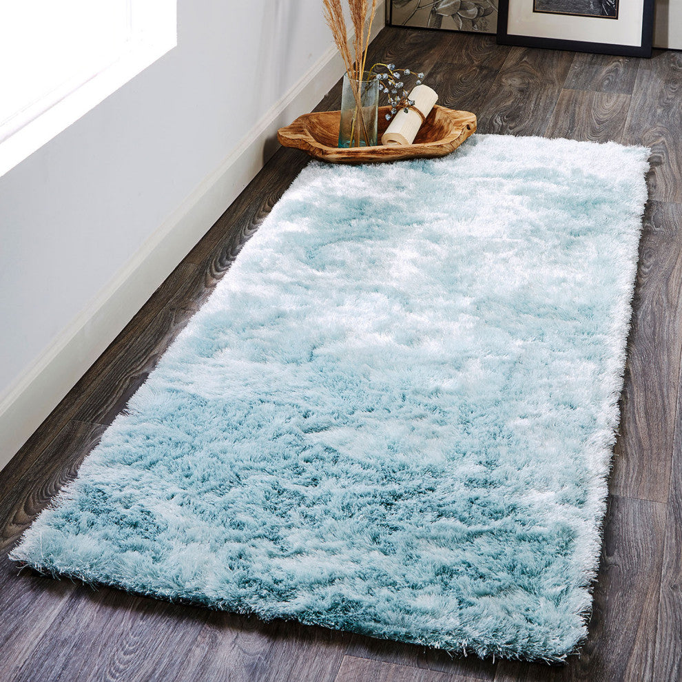 Weave & Wander Armada Plush Shag Rug, Light Aqua, 2'6"x6'