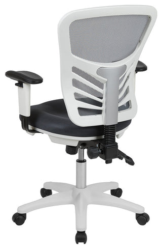Mid-Back Mesh Swivel Task Chair with Triple Paddle Control, Dark Gray Mesh/White
