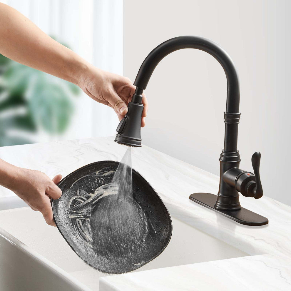 Single Handle High Pull Out Kitchen Faucets With Pull Down Sprayer