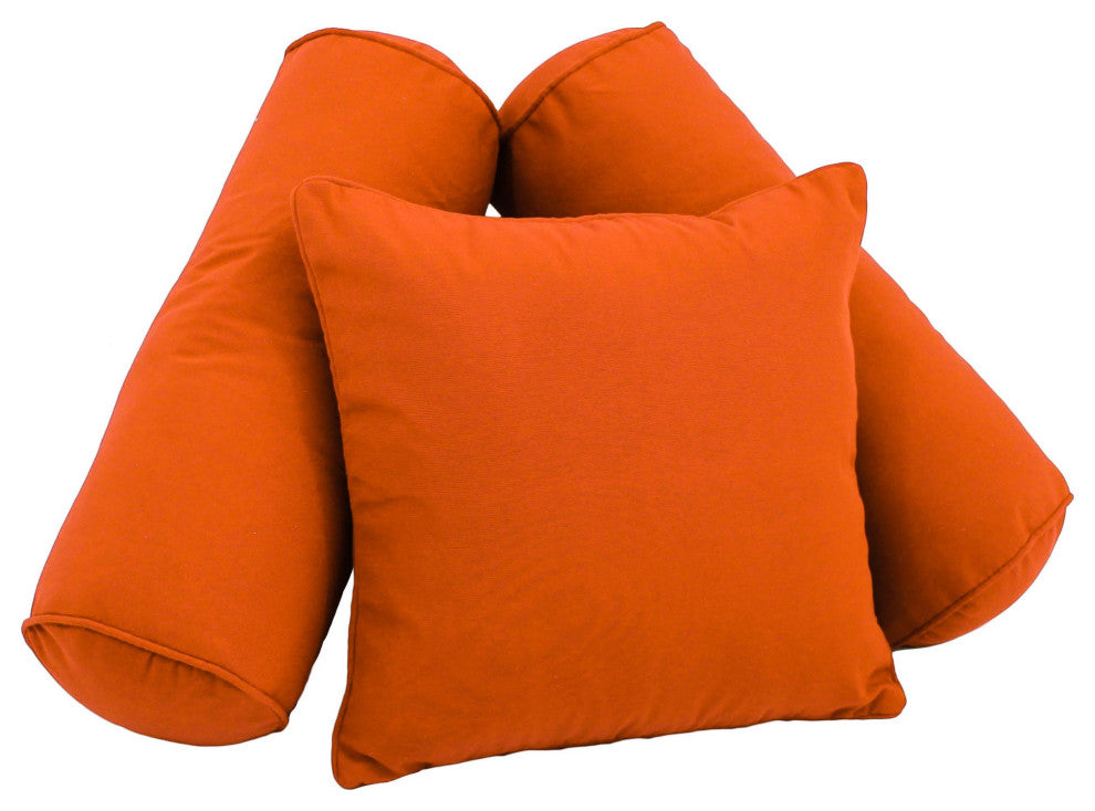 Double-Corded Solid Twill Throw Pillows With Inserts, Set of 3, Tangerine Dream