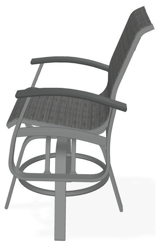 Belle Isle Sling Balcony Height Outdoor Swivel Chair, Destiny Steel/Graphite