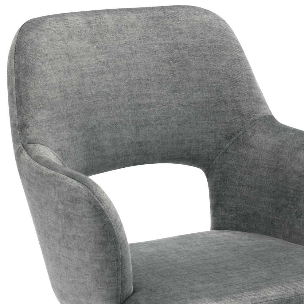 Open-Back Faux Linen Home Office Chair, Light Grey