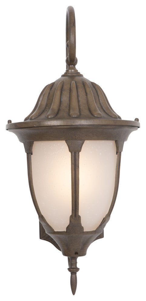 Fluorescent Exterior Sconce, Brown With Frosted Glass