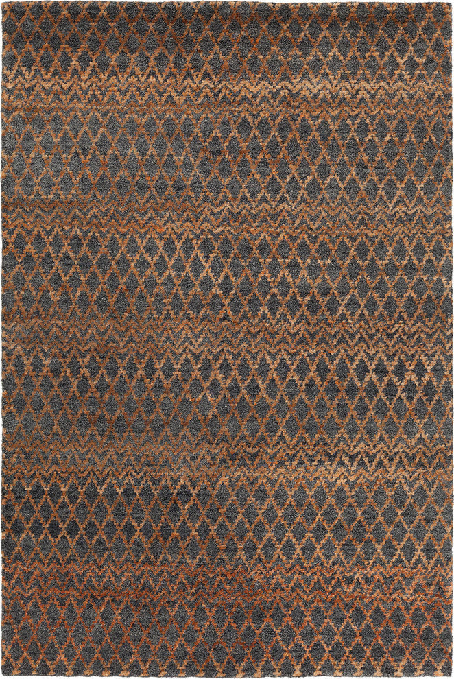Selene Hand-knotted Contemporary Rug, Rust/Charcoal, Rectangular 5'x7'6