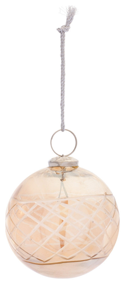 Etched Glass Ball Ornament, Set of 6