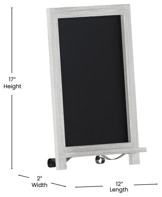 Canterbury Magnetic Chalkboard WithMetal Scrolled Legs, Hang or Countertop Board, 12" X 17" - White Wash