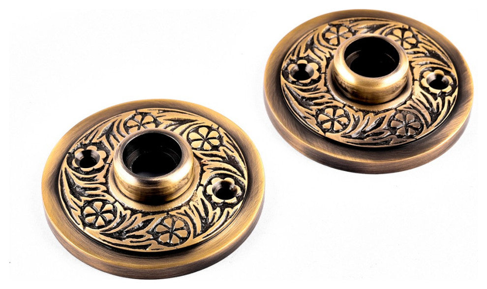 2 Pair Victorian Rosette Cast Antique Brass Door Hardware Renovators Supply