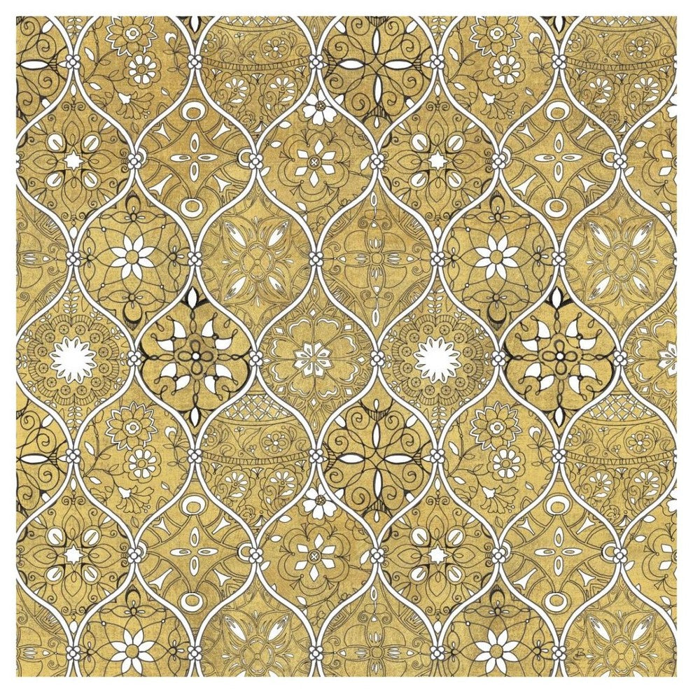 "Color my World Spice Mosaic Pattern Gold" Print by Daphne Brissonnet, 32"x32"