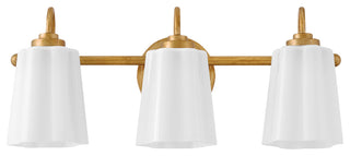 Lark Honey Medium Three Light Vanity, Distressed Brass