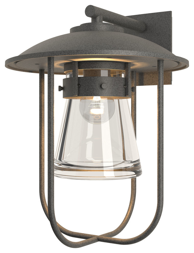 Erlenmeyer Large Outdoor Sconce, Coastal Natural Iron Finish, Clear Glass