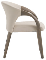 Modrest Wynetta Mid-Century Grey Vegan Leather + Grey Ash Dining Chair