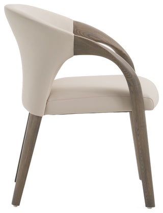 Modrest Wynetta Mid-Century Grey Vegan Leather + Grey Ash Dining Chair